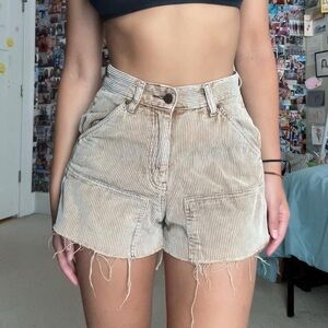 BDG Beige Corduroy Cargo Shorts